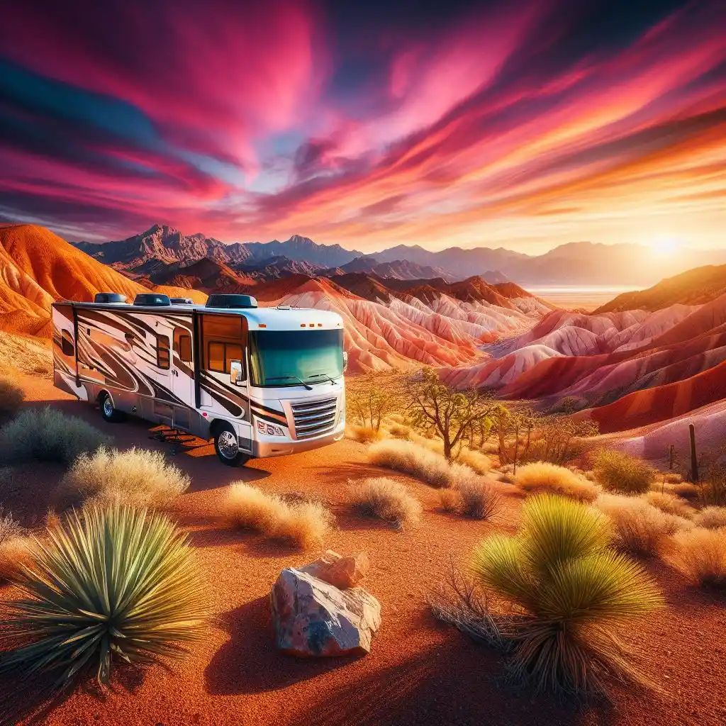 camper van in nevada desert